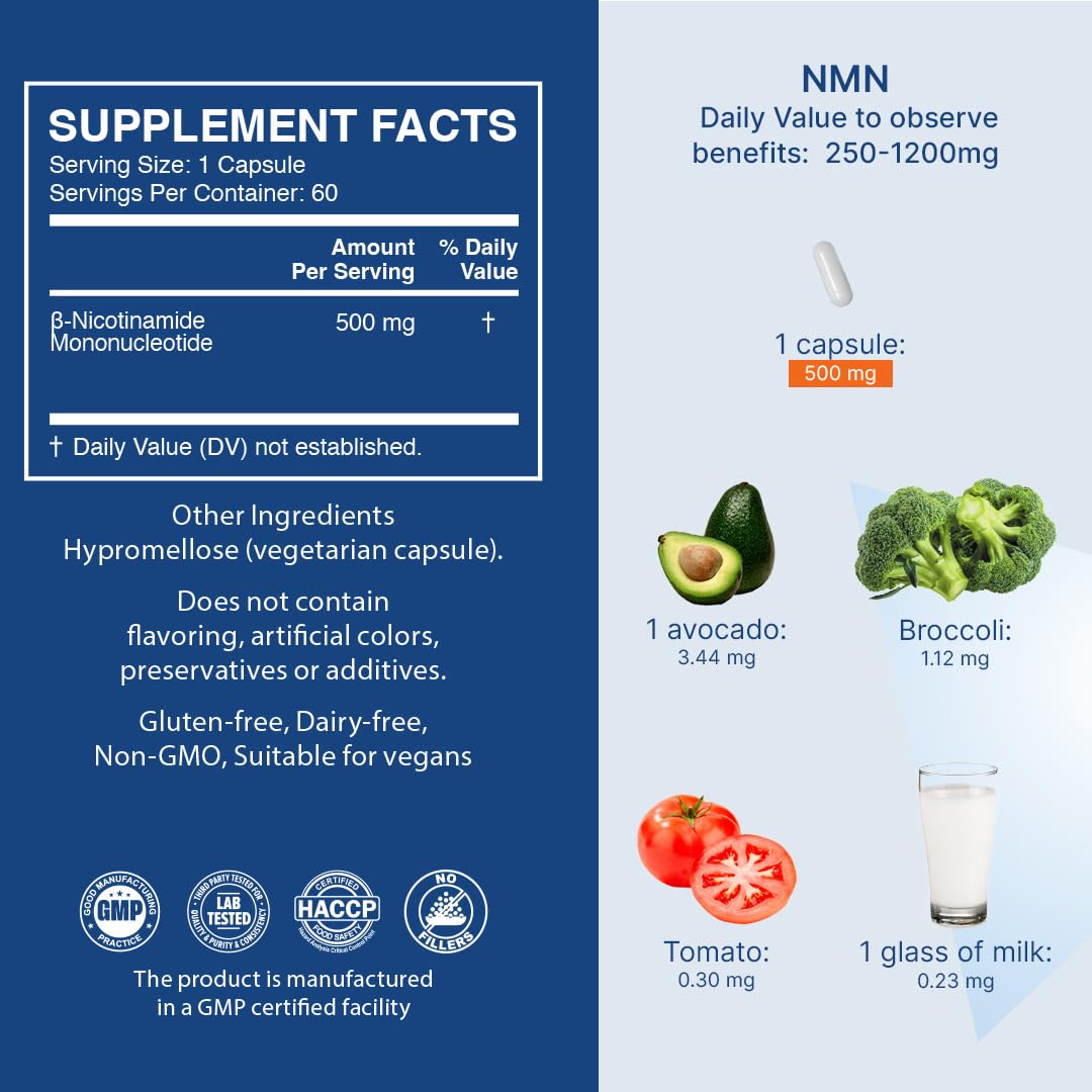 Amazon.com: XANDRO Pure NMN Capsules 500 mg, 60 Capsules : Health